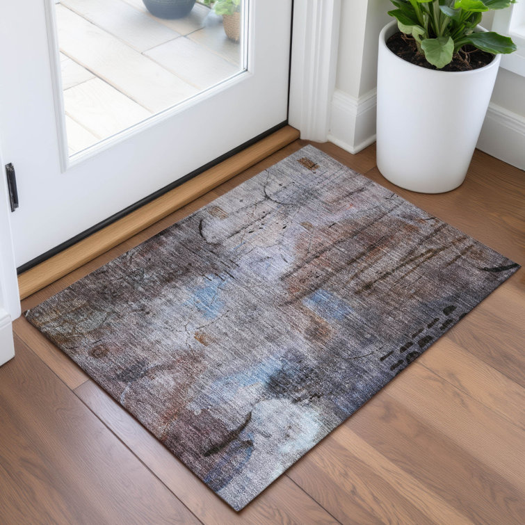 Machine Washable Indoor/Outdoor Xhevrie Taupe Rug