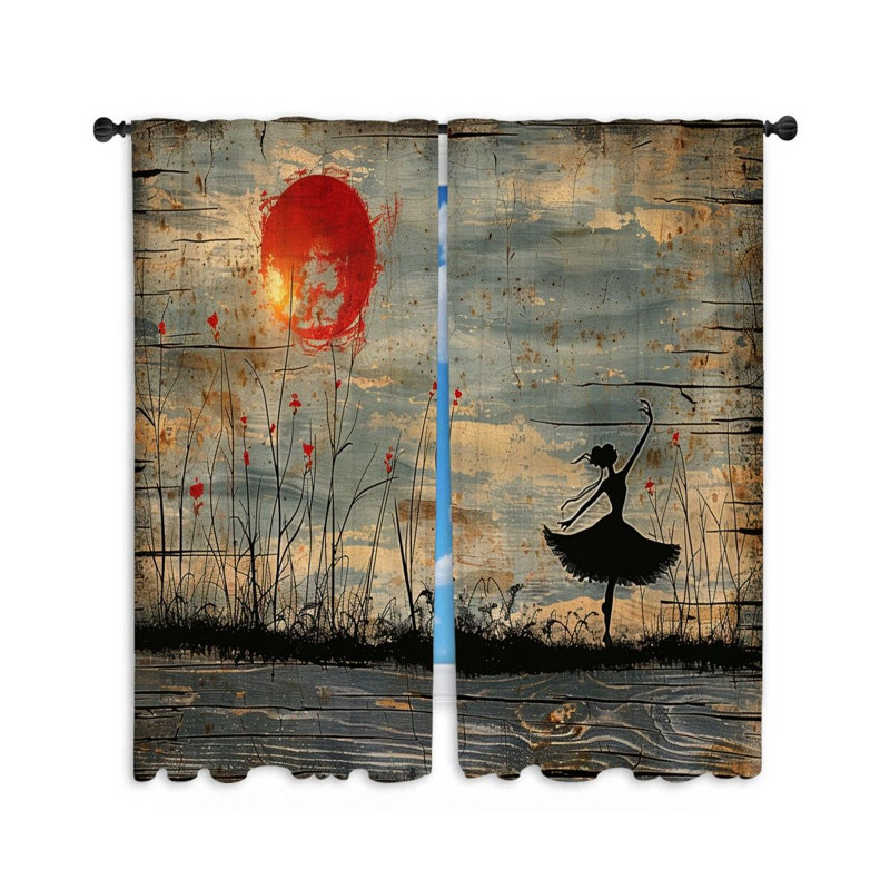 Rideaux de fenêtre Ballet Dancer Performing Arts Silhouette - 2 panneaux, L 40 po x L 84 po