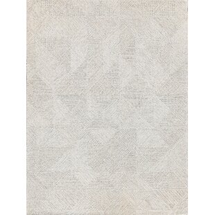 Exquisite Rugs Castelli Modern White Wool Textured Solid Rug - 6'x9' 6'x9