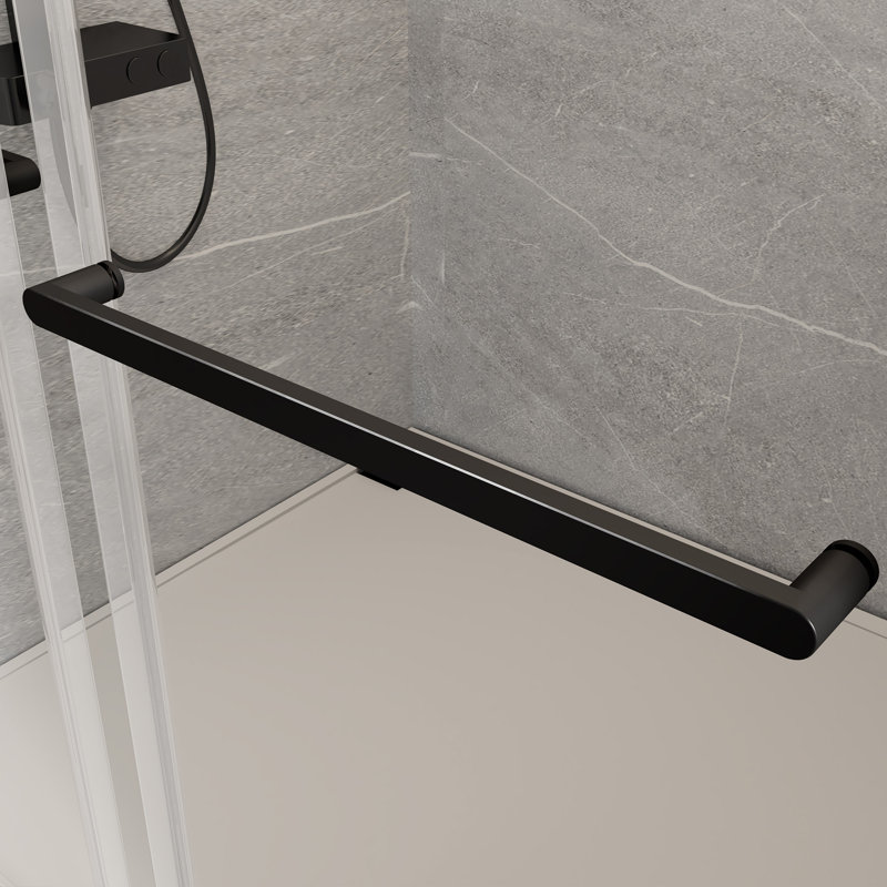 56 to 60 in. W x 65 in. H Frameless Double Sliding Tub Door, Matte Black
