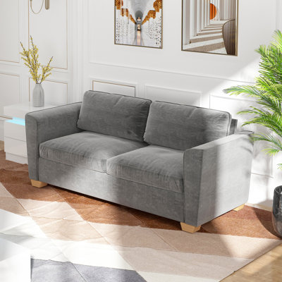 Lakedra 70.8" Velvet Square Arm Sleeper Sofa Bed with Reversible Cushions by Latitude Run
