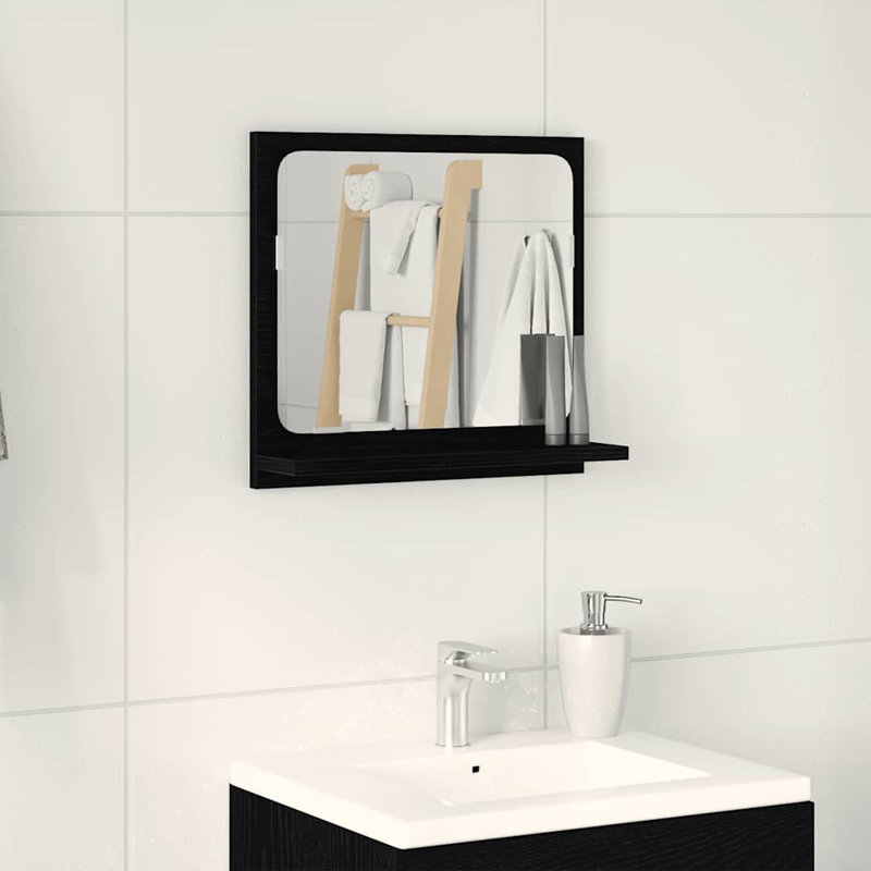Bathroom Mirror Black Oak 40X10.5X37 Cm Engineered Wood