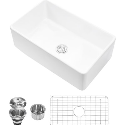 Évier encastré blanc 33,5 x 20 po pour la cuisine, finition à deux couches, grande cuve, compatible avec la construction standard de broyeur à déchets robuste, grand drainage excellent
