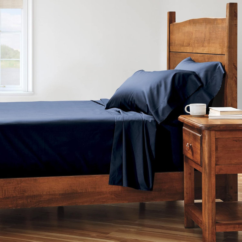 Sheet Set, Twin Sheet Set with 1 Pillowcase, Navy