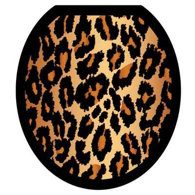 Animal Print Leopard Toilet Seat Decal – Toilet Tattoos Modern Static Cling Vinyl Lid Cover Fits Round & Elongated Seats