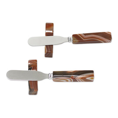 Sebring 2 Piece Stainless Steel Wood Stainless Steel Cake Server