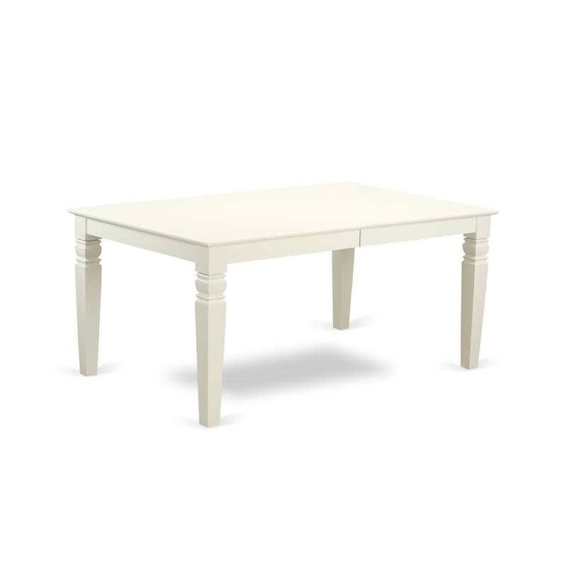 L'ensemble de table de cuisine 9 pièces comprend une table de salle à manger rectangulaire avec feuille papillon et 8 chaises Parsons en tissu bleu bébé, lin blanc