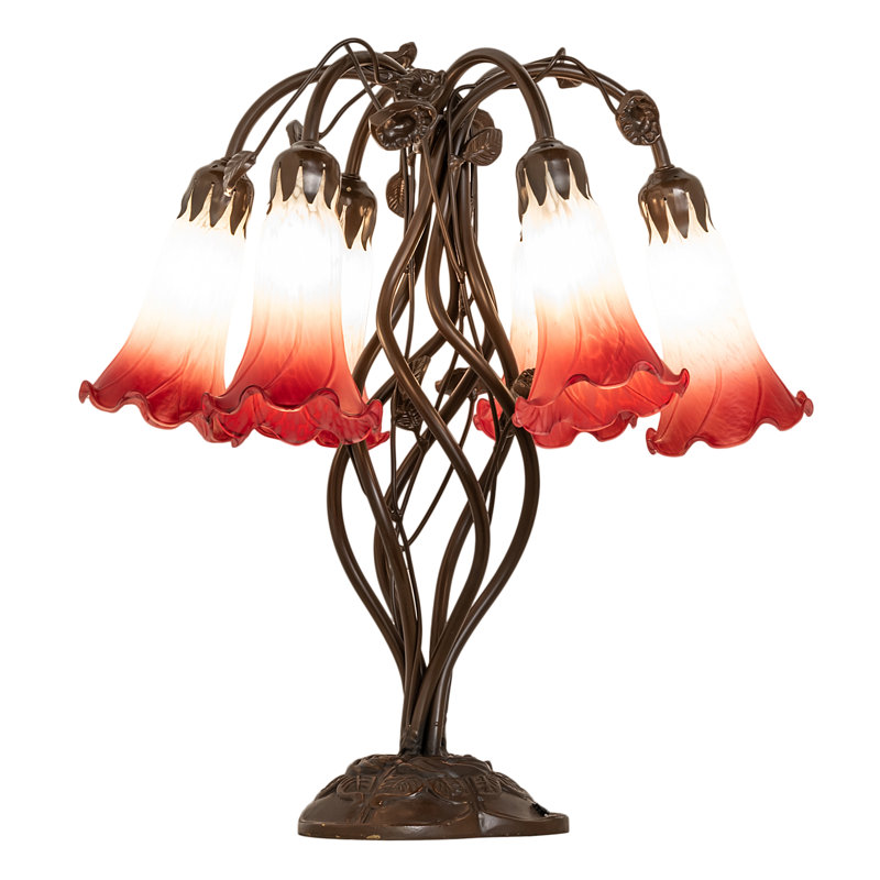 Meyda Tiffany & Stained Glass Table Lamp, Red/White