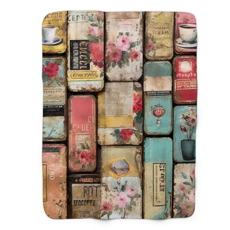 Jeté Rusty Coffee Tins - 1 pièce Premium Sherpa, L 50 po x L 60 po
