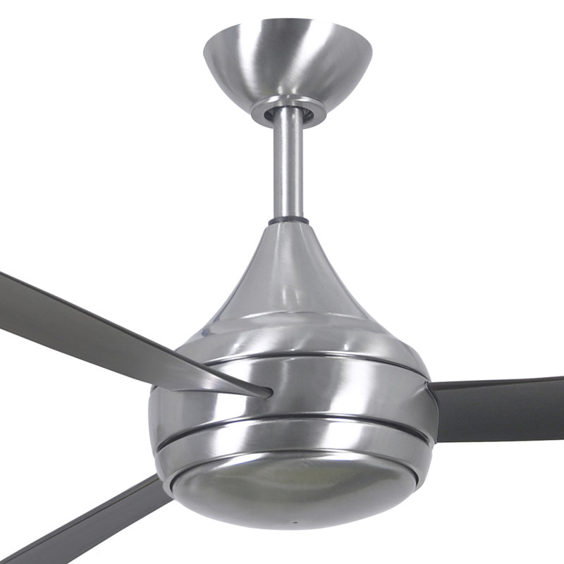 Donaire LED Outdoor Downrod Ceiling Fan, Brushed Stainless, Brushed Bronze