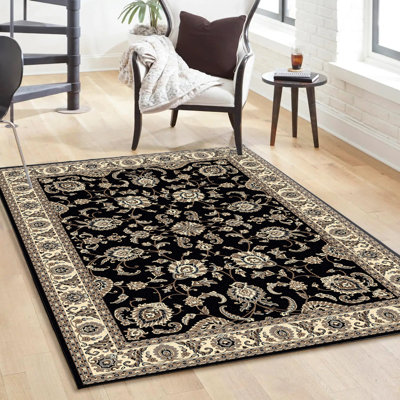 Weiser Black Traditional Oriental Area Rug