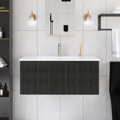 Meuble-lavabo simple 36 po avec comptoir en céramique blanche