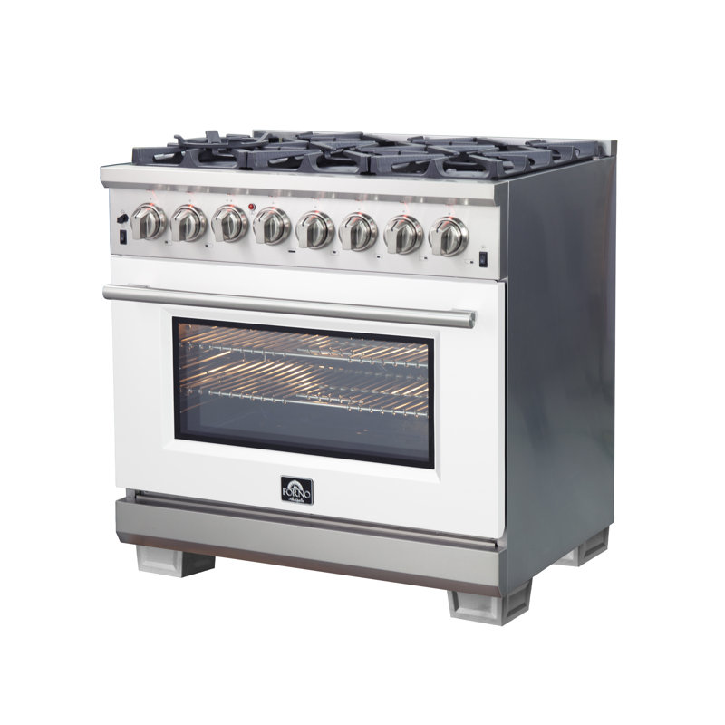 Capriasca 36" 5.32 cu. ft. Freestanding Duel Fuel Range, White