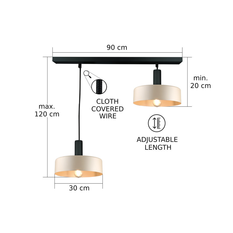 Bhavi 2 - Light Drum Pendant, Beige/Brown, Latte Black