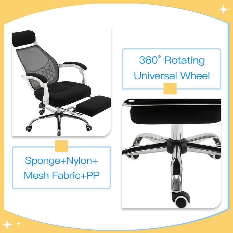 High Back Office Chair Swivel Adjustable Recliner with Footrest