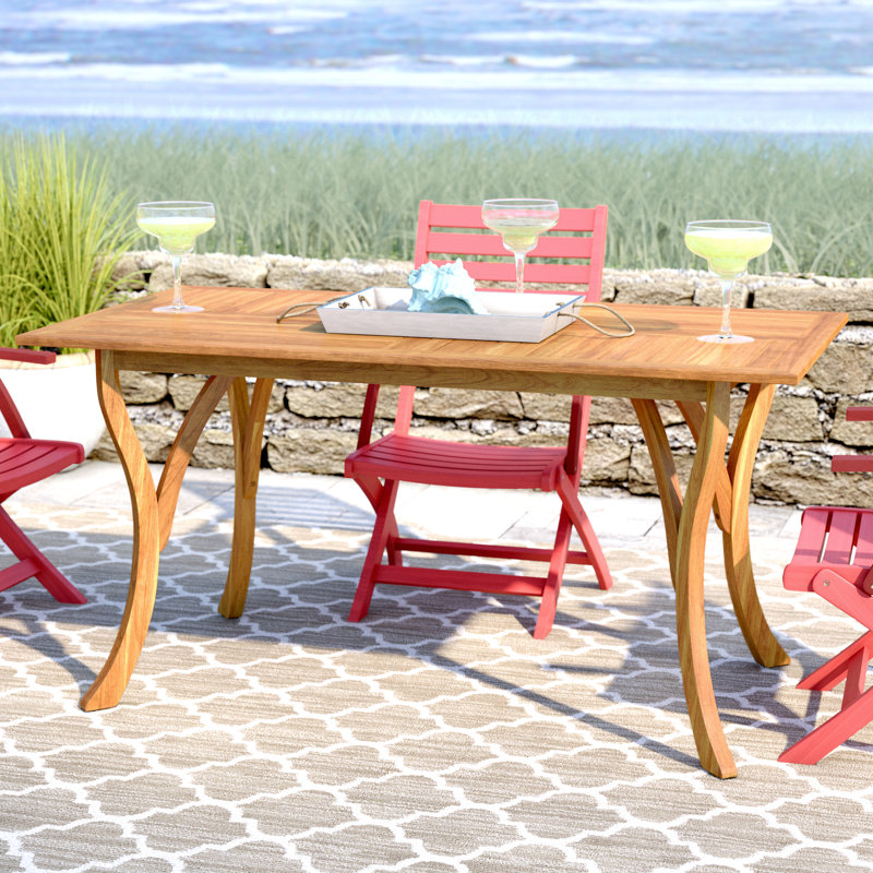 Brizio Rectangular Outdoor Dining Table , 59.00'' in. W 31.50'' in. D, Brown