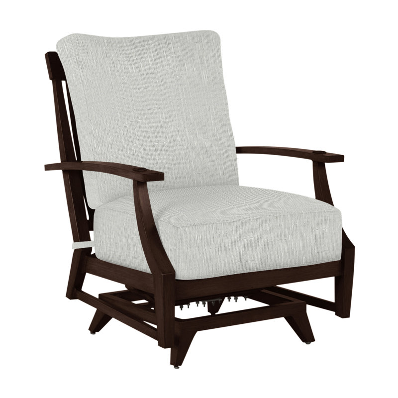 Croquet Patio Chair with Cushions, No Welt + Standard Fill, Cabana Stripe Midnight, Mahogany