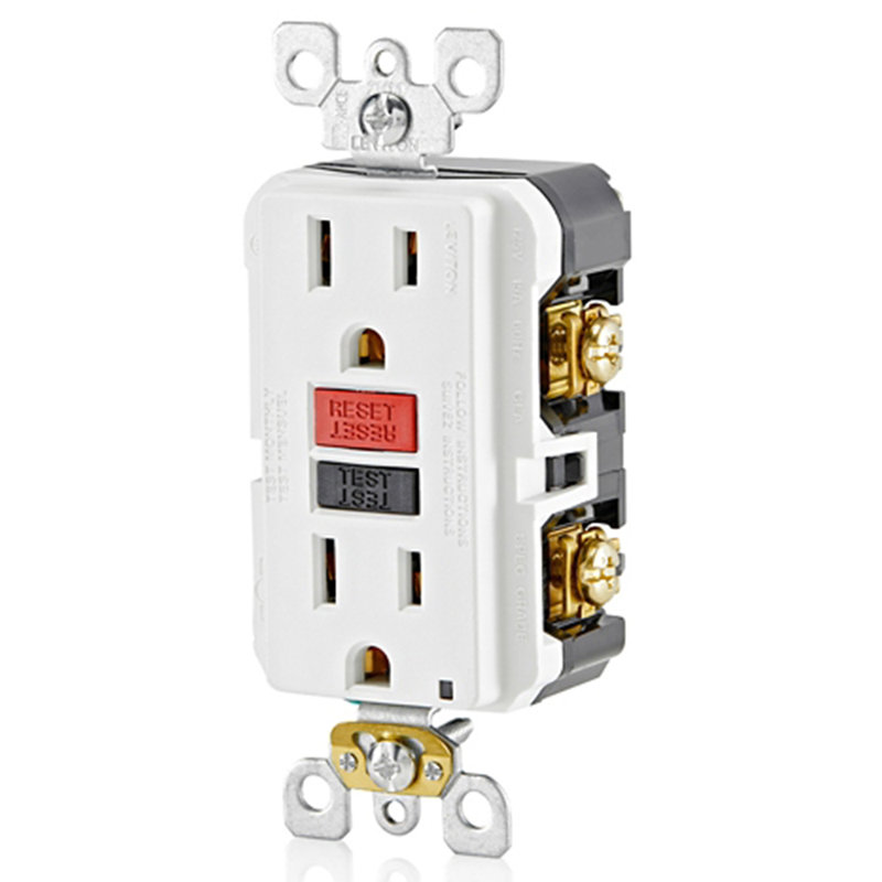 Leviton SmartlockPro 15 Amp 125 Volt Duplex GFCI Outlet 5-15R 1 Pack, White