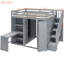Lit mezzanine double gris avec garde-robe transformable et espace de travail intégré, organisation sans effort pour votre chambre à coucher, panneaux de porte pliables avec bureau intégré, solutions de rangement polyvalentes-817658027