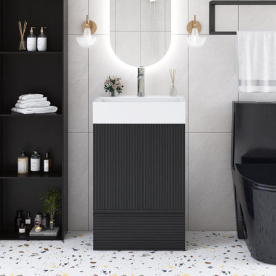 20'' Freestanding Single Bathroom Vanity Integrated Ceramic Top
