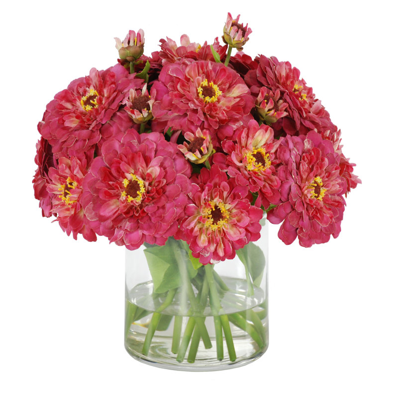 Zinnia In Glass Vase
