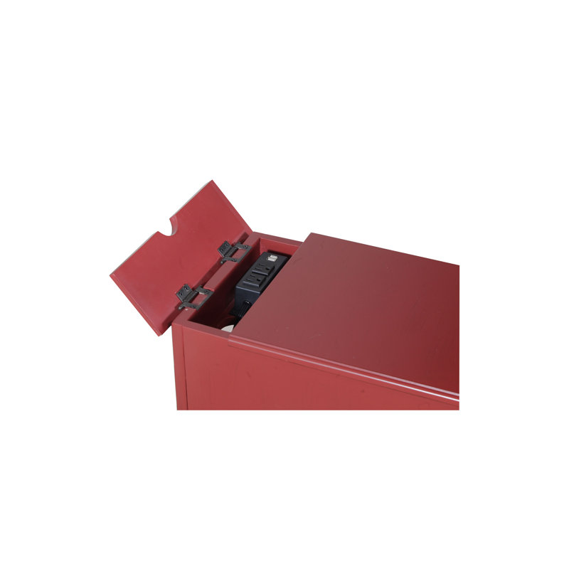 Bankhead 24'' Tall Storage End Table with Built-In Charging Station, Red