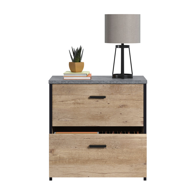 Classeur latéral, finition brune, 2 tiroirs pleine extension, emboîtables, parfait pour l'organisation de bureaux à domicile, tiroirs industriels, dimensions compactes, salon convenable