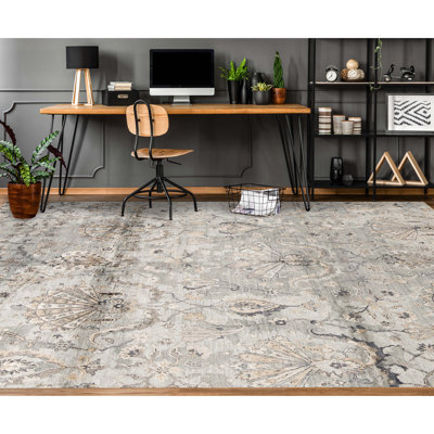 Tapis gris / ivoire en viscose Himalayan