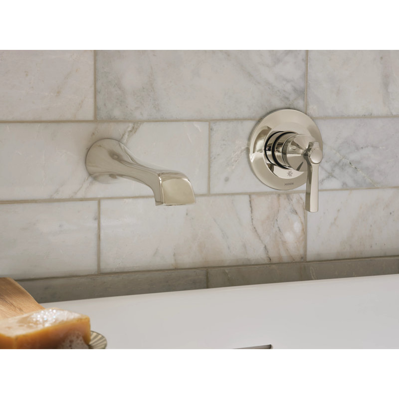 Flara Single Handle Wall Mount Tub Filler High Flow Tub Faucet With 10" Spout Reach, Brushed Nickel