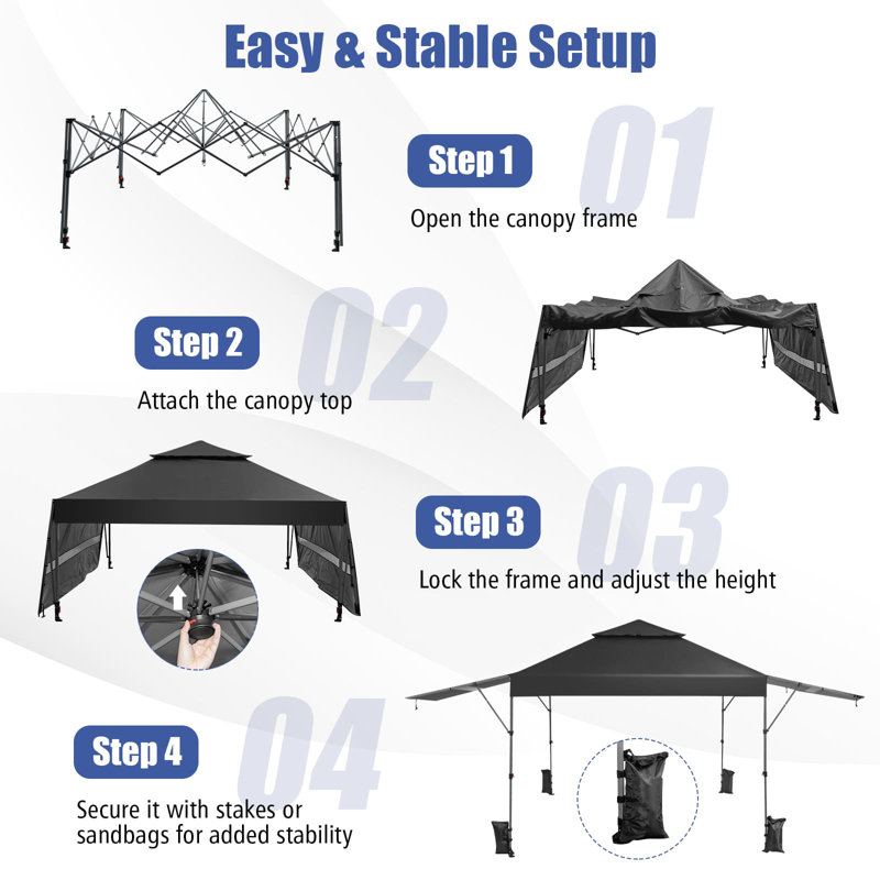 10 Ft. W X 17.6 Ft. D Metal Pop-Up Canopy