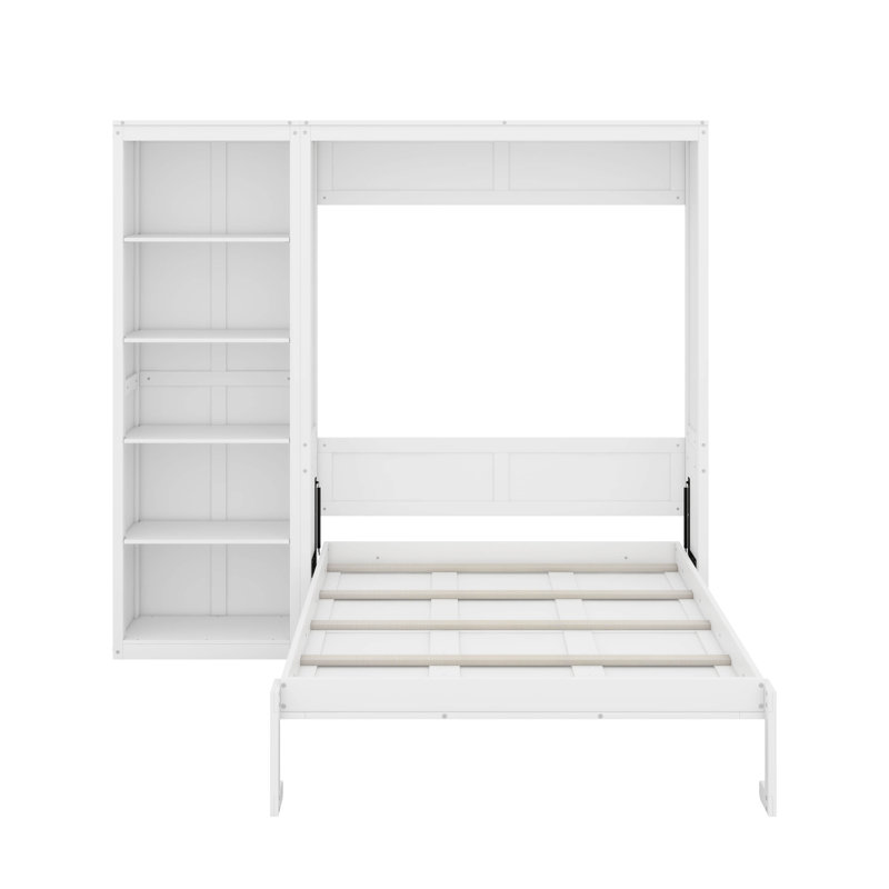 Grand lit escamotable avec tablettes, Blanc