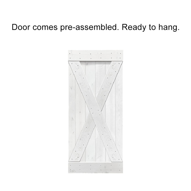 Porte de grange à panneaux en bois et métal X Series sans trousse de quincaillerie d'installation, 38 po x 84 po, Blanc