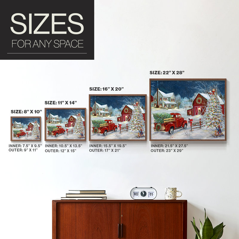 Christmas Gathering -Framed Print - Restickable, Walnut, H 22 po x l 28 po