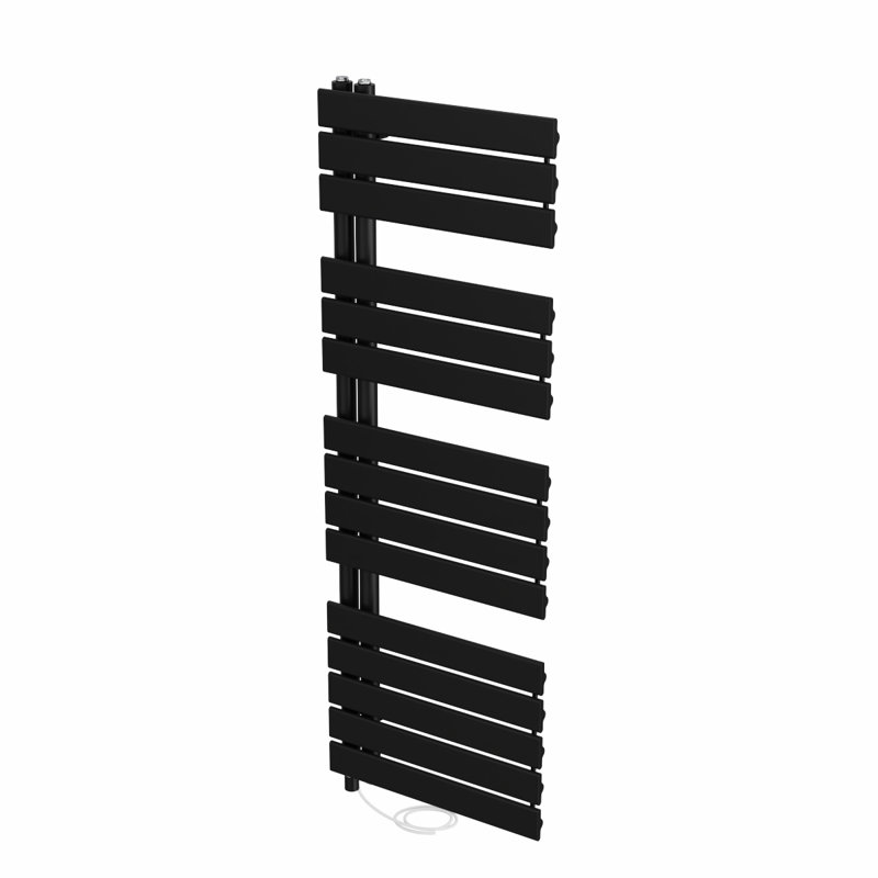 Roianne Designer Towel Rail Heated Towel Rails, Black, 112.6cm H x 50cm W x 6.7cm D