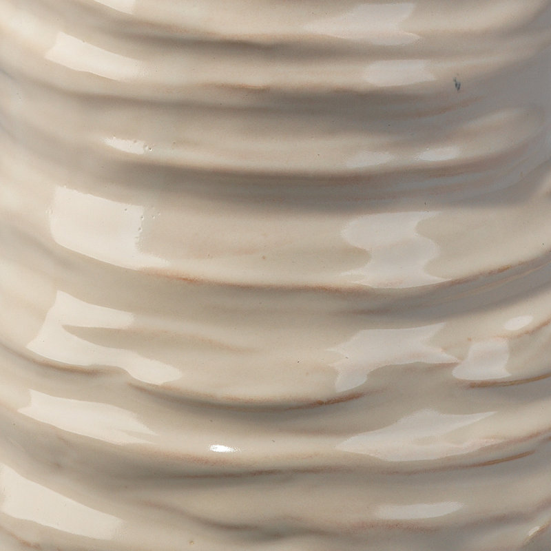 Marine Handmade Ceramic Table Vase, Pearl Cream, 15.5" H x 7.25" W x 7.25" D