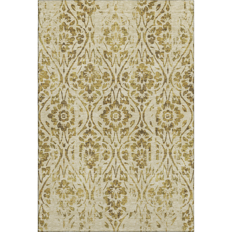 Premium Machine Washable Prisco Gold Rug