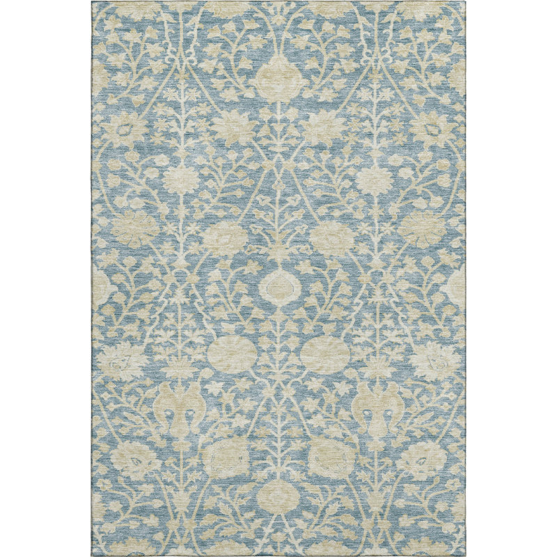 Premium Machine Washable Dahl AMF1086 Floral Rug, Rectangle 9' x 12'