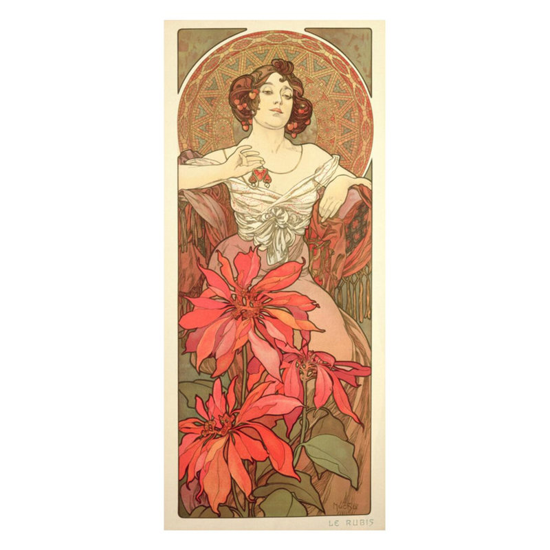 Les pierres précieuses: rubis (1900) par Alphonse Mucha - Estampe numérique, H 28 po x l 22 po