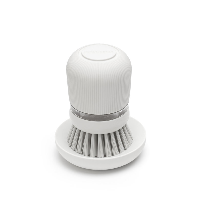 Brabantia SinkSide Dishwashing Liquid Dispensing Scrubbing Brush, White