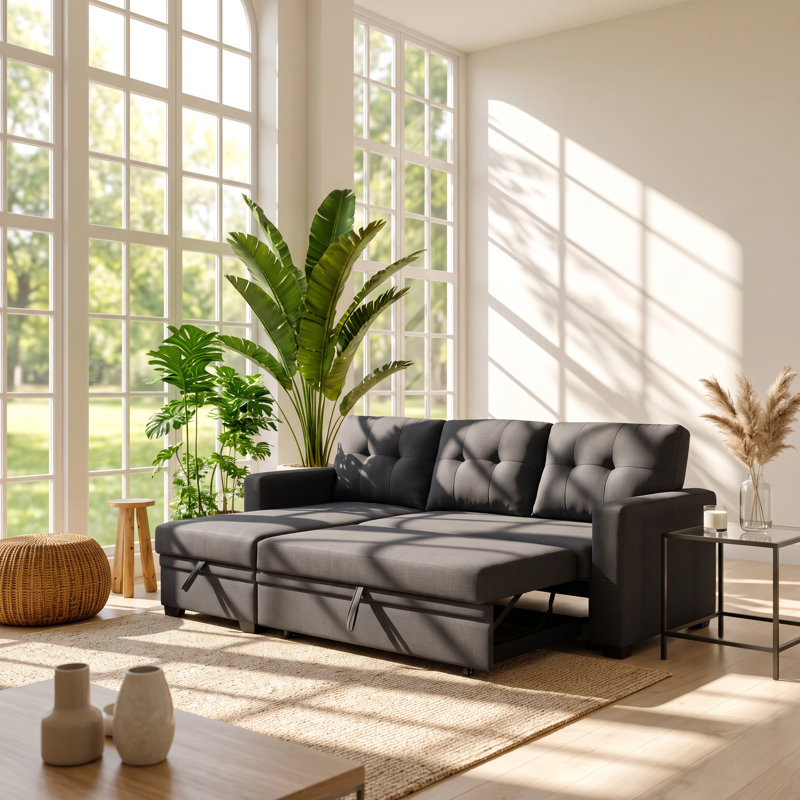 Upholstered 82 " Linen L-Shaped Sectional