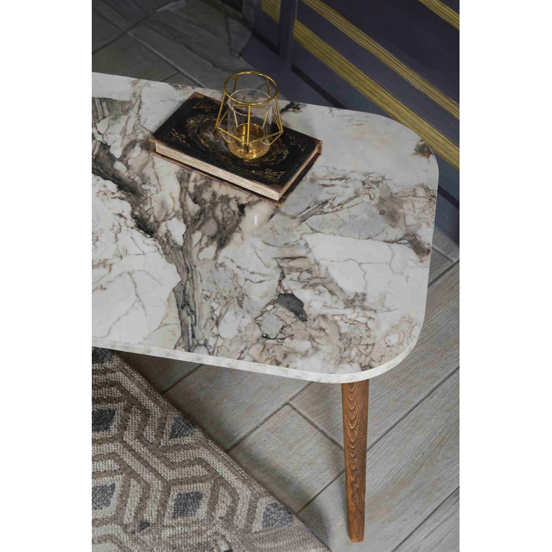 Tommy Four Leg Coffee Table, White Marble