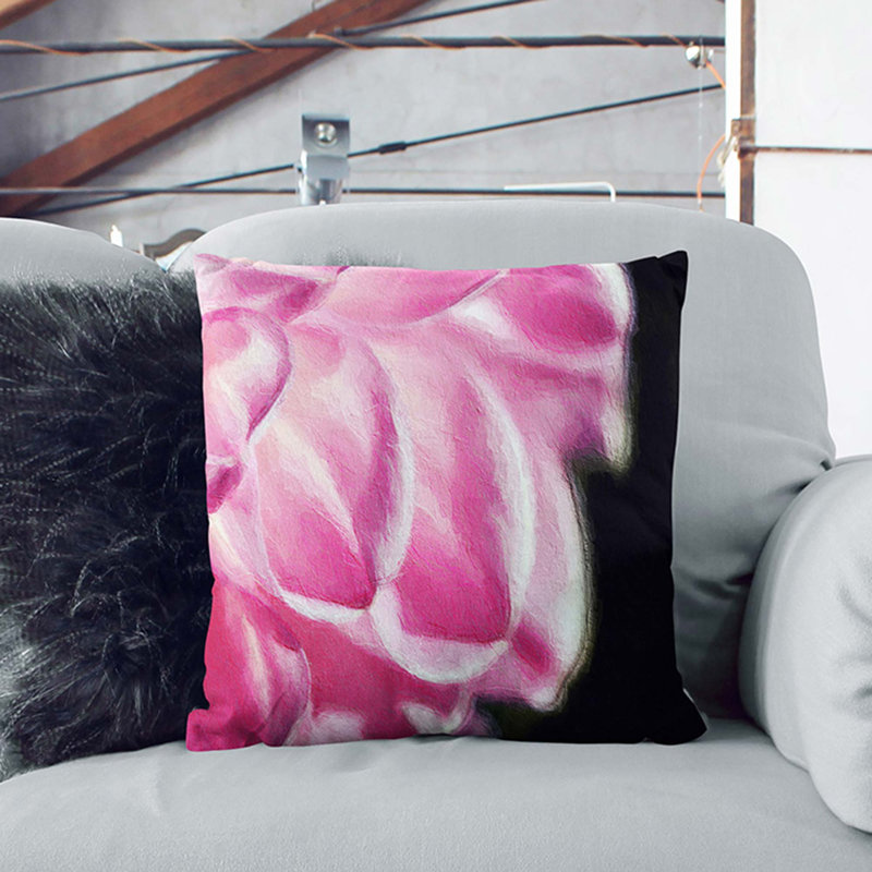 Petals of a Dahlia Cushion with Filling, 55cm H x 55cm W x 20cm D, Black