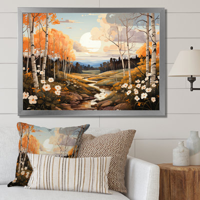«Birch Woods Autumn Whispers II», reproduction sur toile