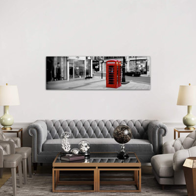 Phone Booth, London, England, United Kingdom - No Frame Panoramic Print on Canvas