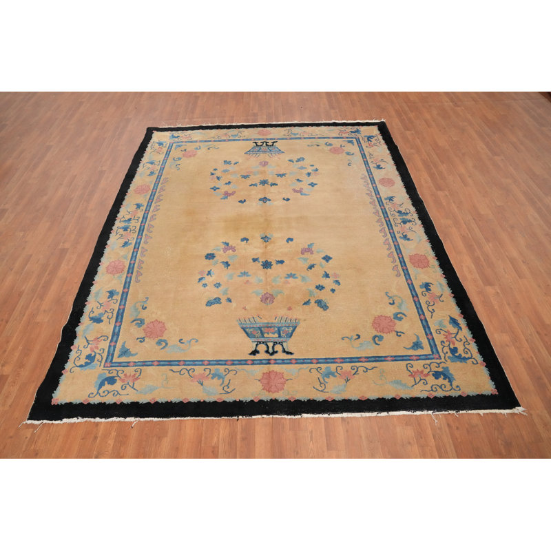 Tapis chinois à motif végétal Art Deco 8 x 10