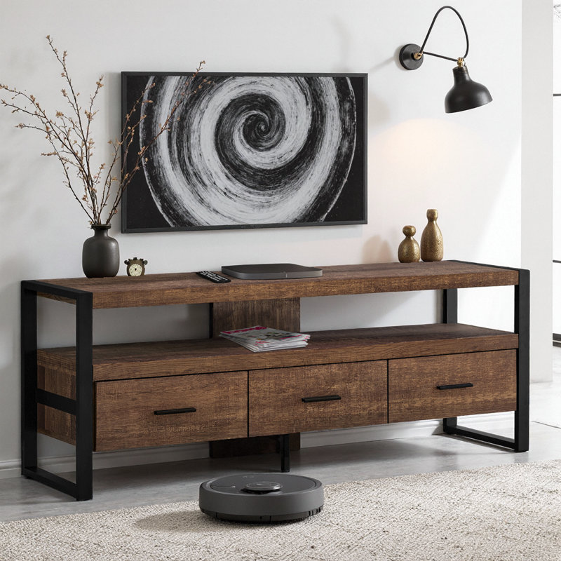 TV Stand, 60 Inch, Console, Media Entertainment Center, Storage Drawers, Living Room, Bedroom, Laminate Metal, Contemporary, Modern