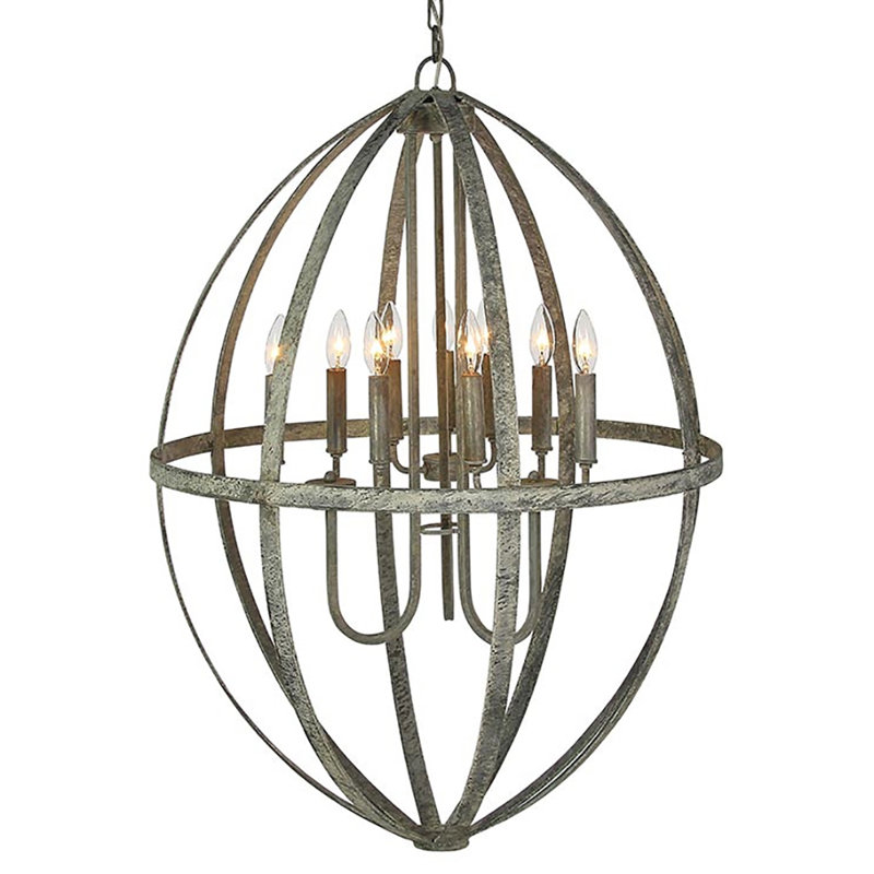 Jessica's 9 - Light Unique/Statement Geometric Chandelier, 360V, Oyster White