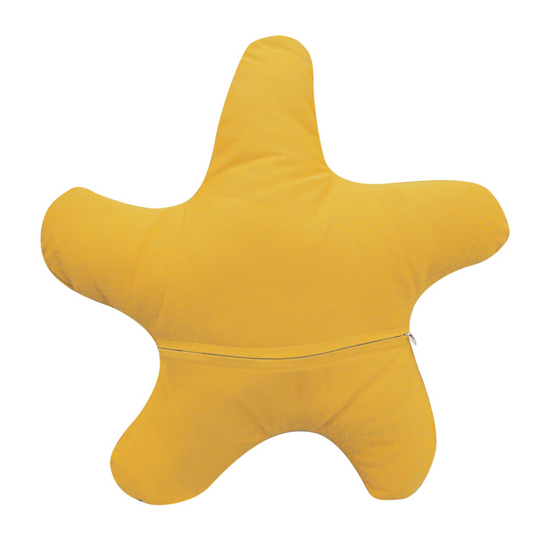 Shaped Embroidered Starfish  Indoor / Outdoor Olefin Pillow, Yellow