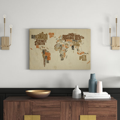 Map of the World - Typography on Canvas