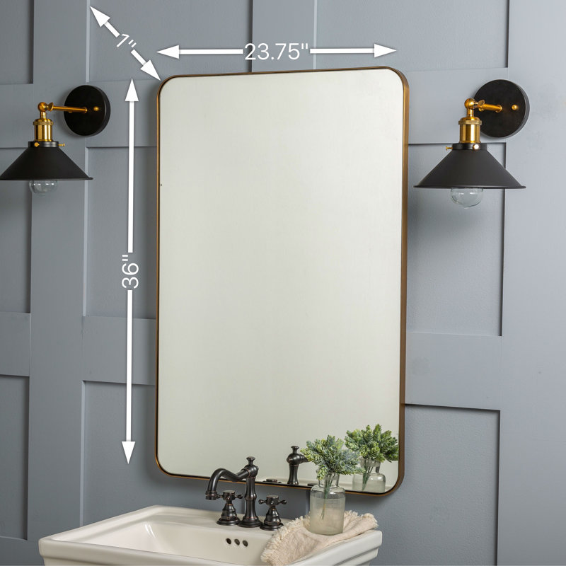 Gold Rectangular Metal Framed Wall Mirror